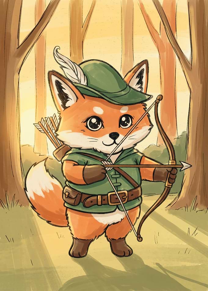 Cute Fox Robin Hood Archer