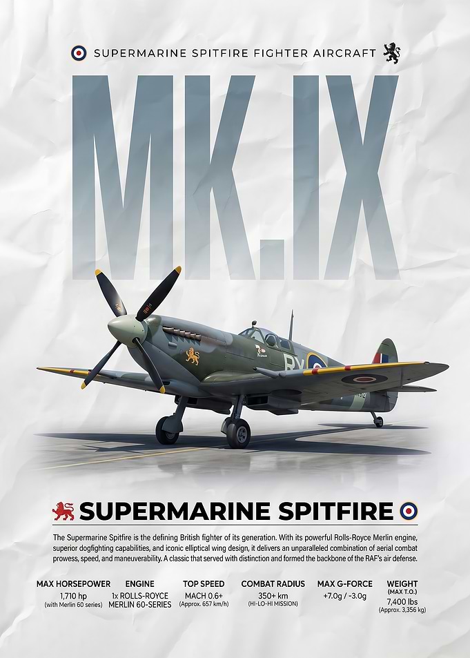 Supermarine Spitfire Mk.IX Technical Poster
