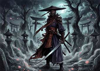 Dark Ronin Samurai in Moonlight