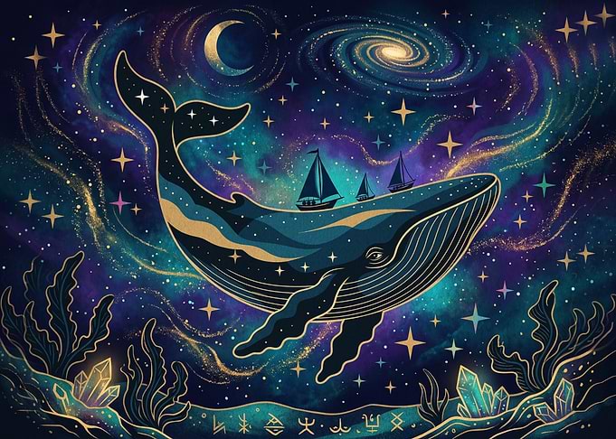 Cosmic Whale Sailing Through Galaxy