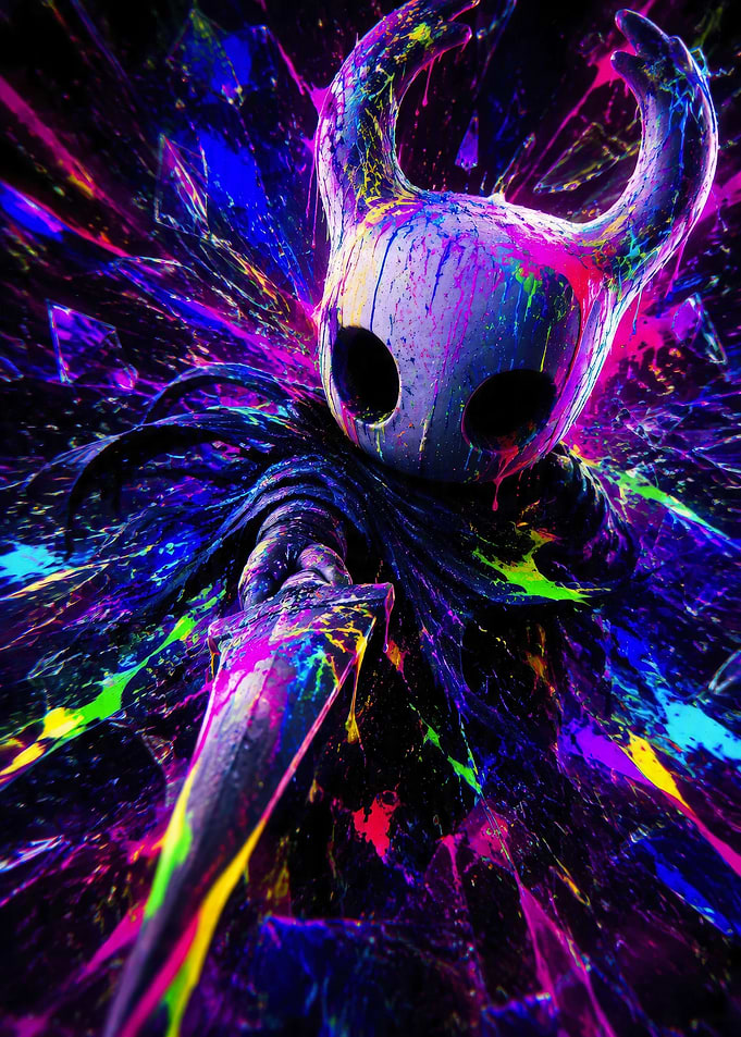Neon Paint Splatter Hollow Knight