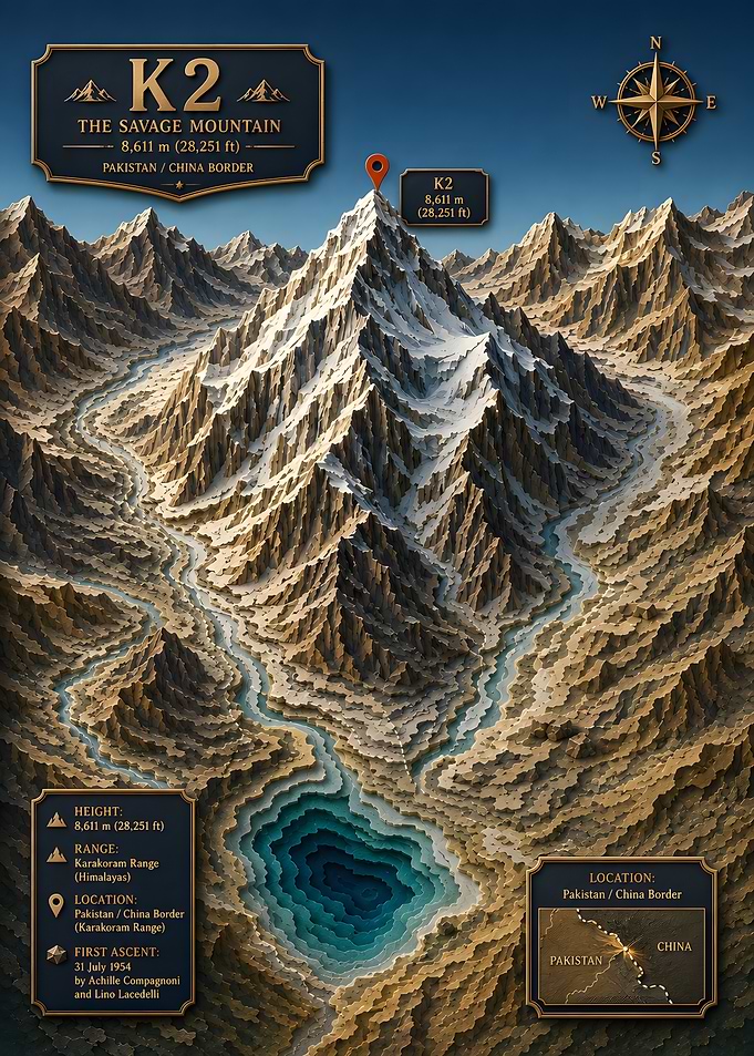 K2 Savage Mountain Topo