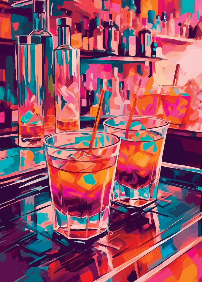 Pop Art Cocktail Bar Scene