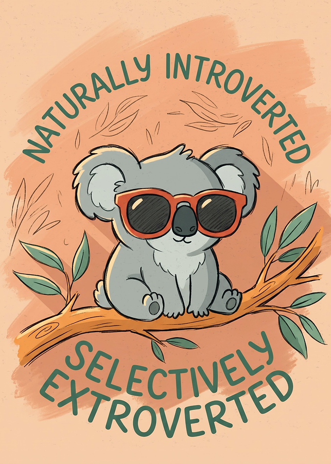 Naturally Introverted Koala Illustration