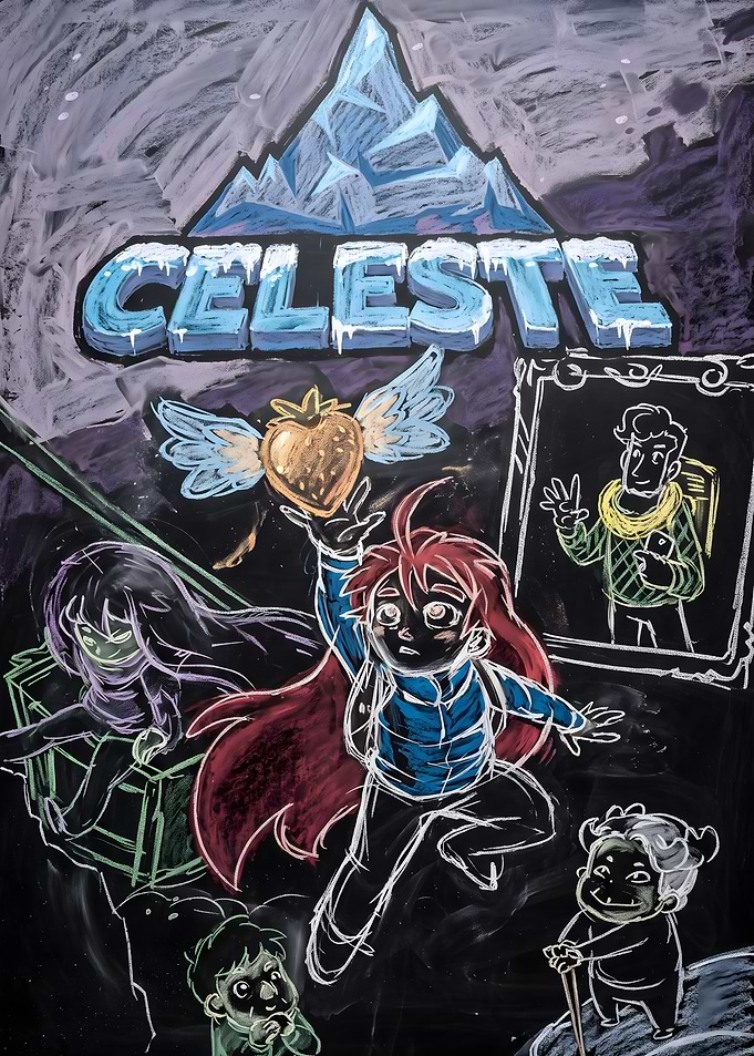 Celeste Video Game Chalk Art