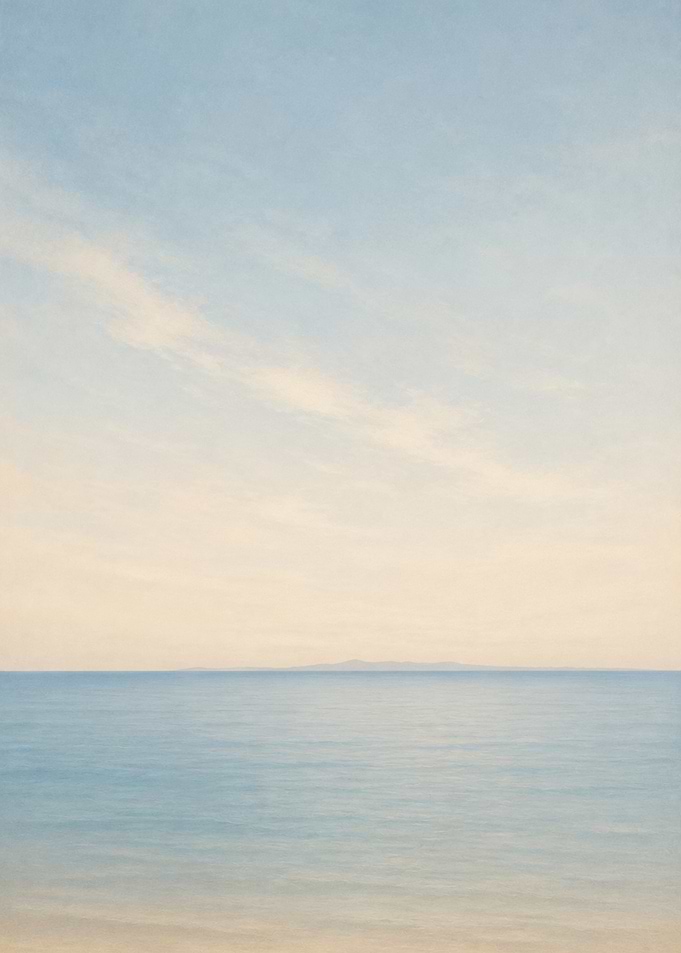 Minimalist Seascape with Distant Island