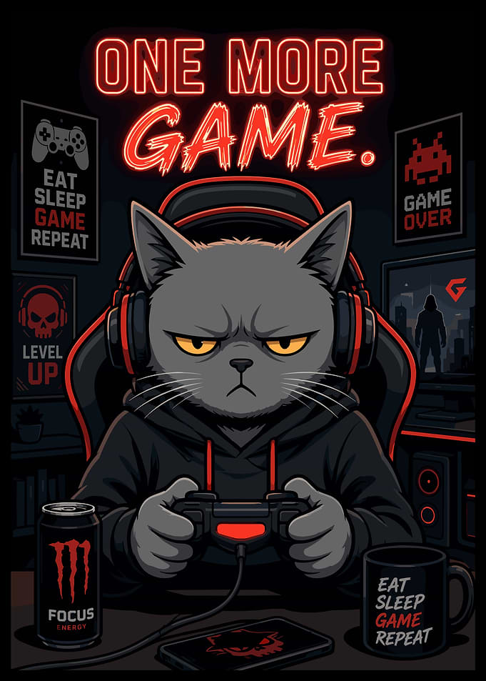 Grumpy Gamer Cat One More Game