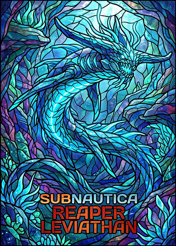 Subnautica Reaper Leviathan Stained Glass Art