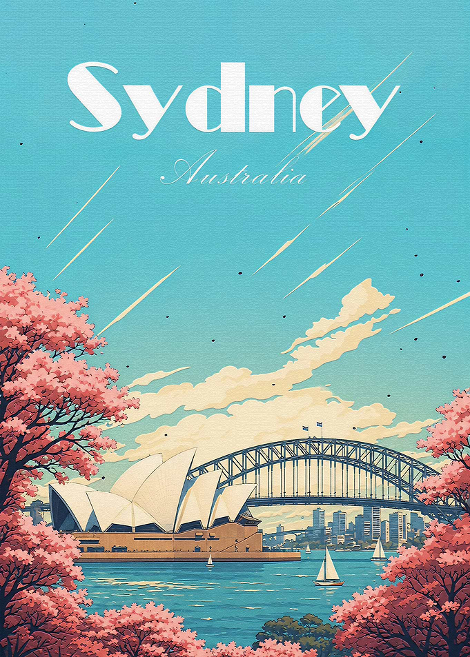 Vintage Style Sydney Travel Poster