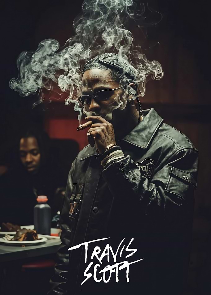 Travis Scott Smoking Portrait