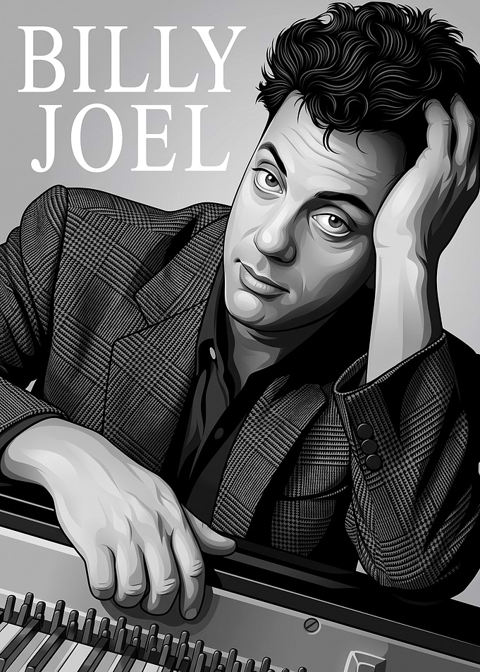 Billy Joel Piano Portrait Poster