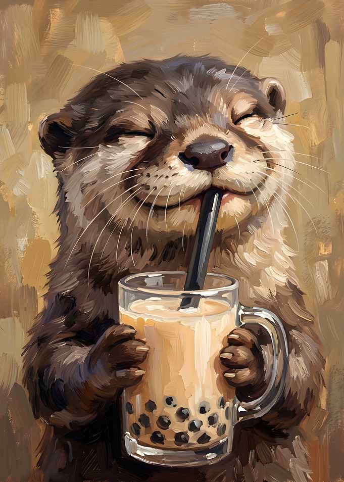 Otter Drinking Bubble Tea