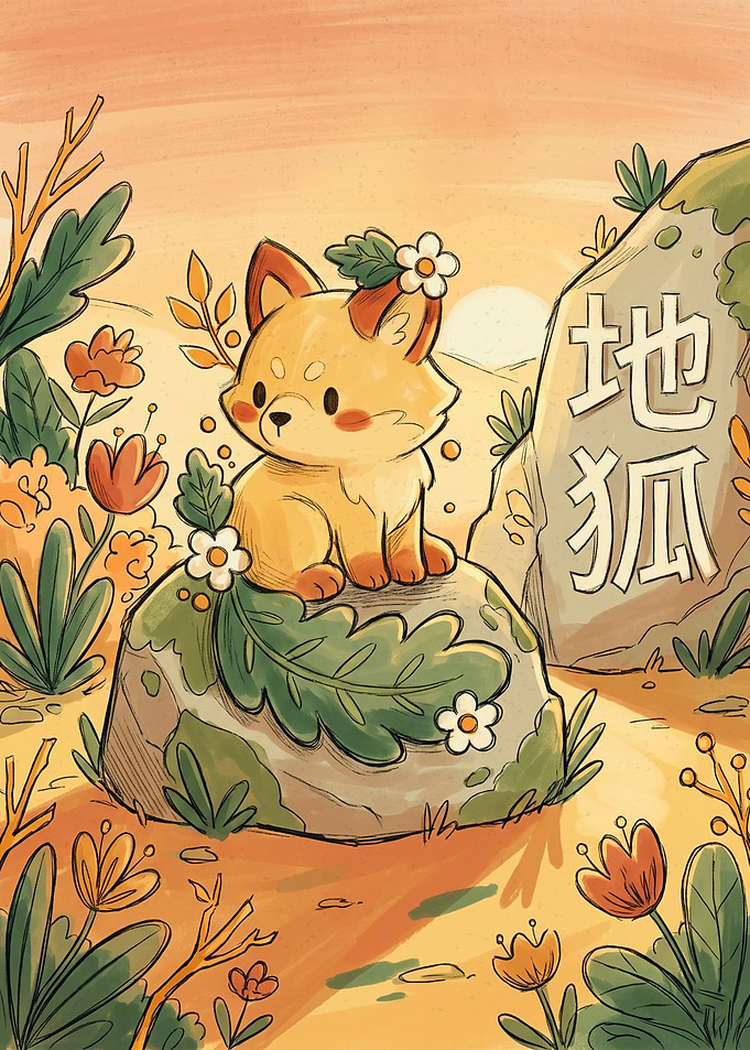 Cute Fox Sitting on a Rock