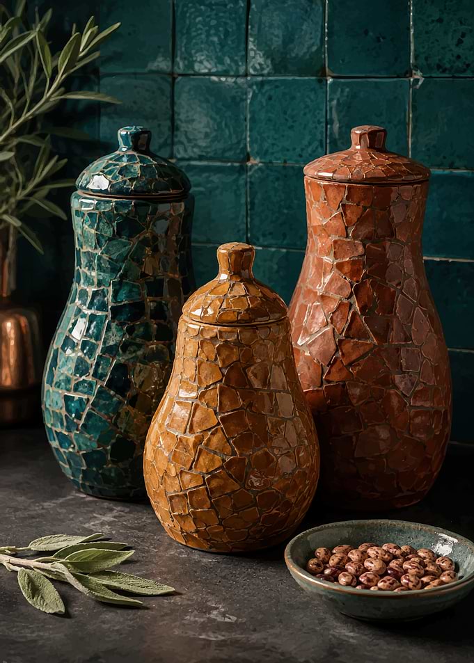 Mosaic Ceramic Kitchen Canister Set