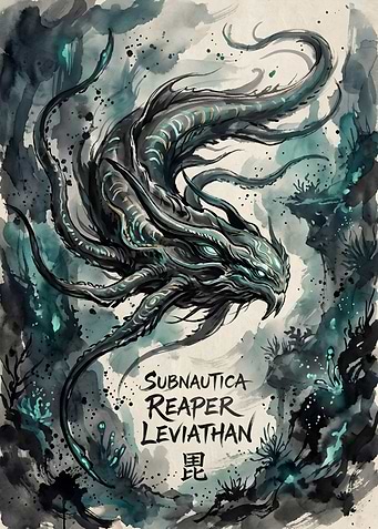 Subnautica Reaper Leviathan Ink Illustration
