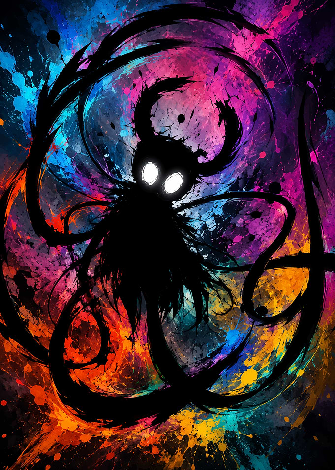 Hollow Knight Abstract Ink Splatter Art