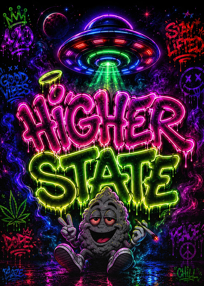 Higher State Neon UFO Graffiti Art