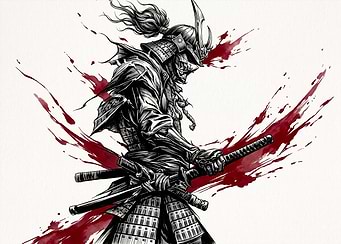 Intense Samurai Warrior with Katana