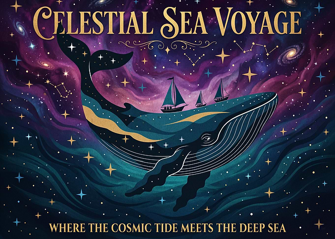 Celestial Sea Voyage Cosmic Whale Art