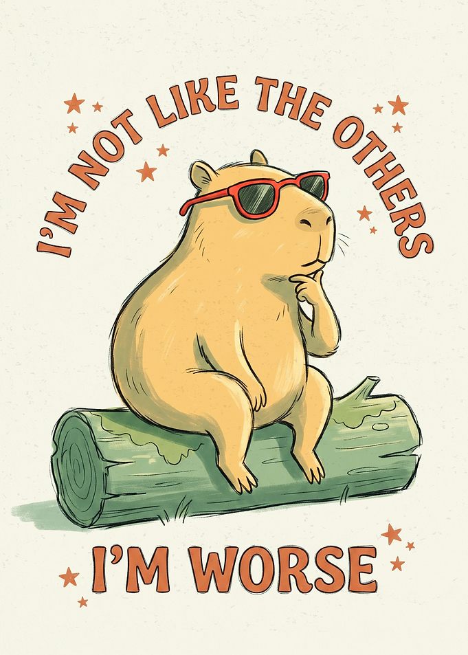 Cool Capybara Funny Quote Illustration