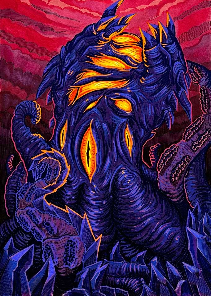 Eldritch Horror Tentacled Monster Illustration
