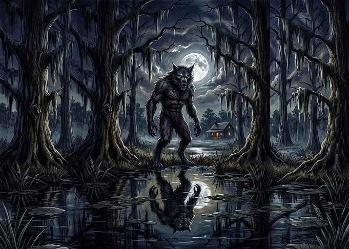 Werewolf in a Dark Swamp