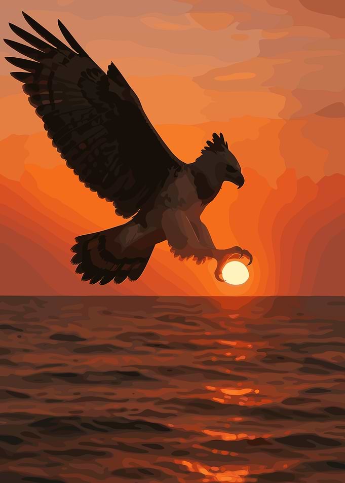 Eagle Grabbing the Setting Sun