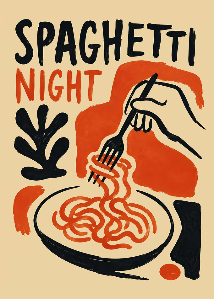 Spaghetti Night Minimalist Poster