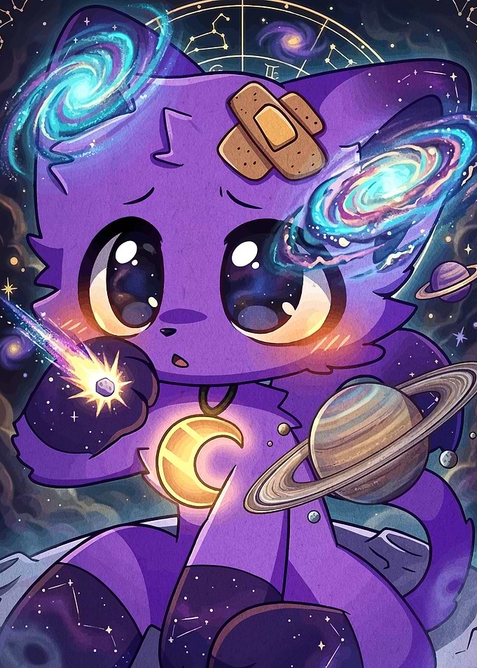 Cute Purple Galaxy Cat