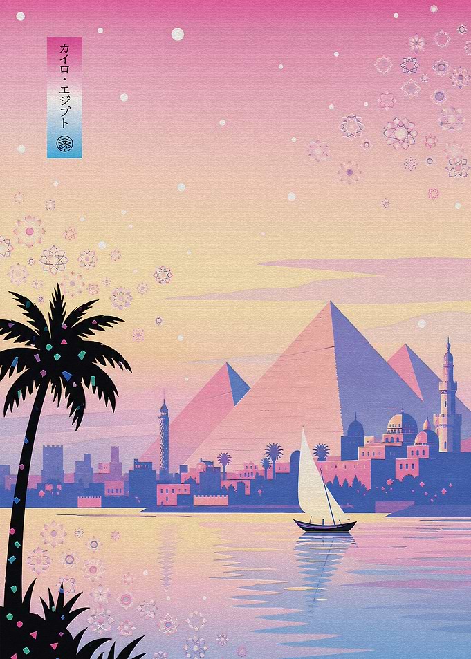 Cairo Egypt Sunset Travel Poster