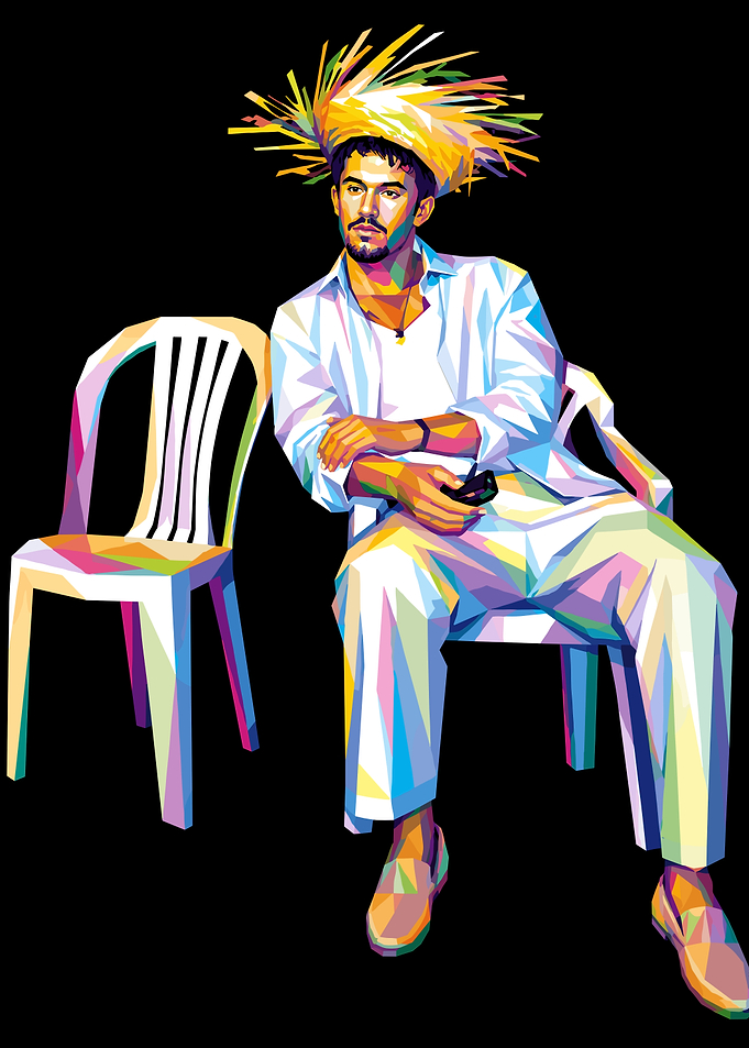Colorful WPAP Portrait bad bunny
