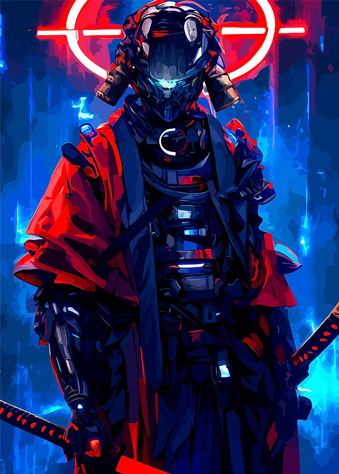 Cyberpunk Samurai Warrior Digital Art