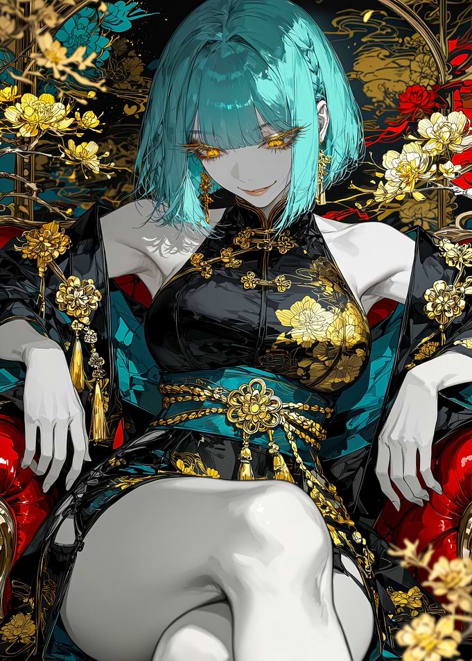 Elegant Anime Girl in Cheongsam