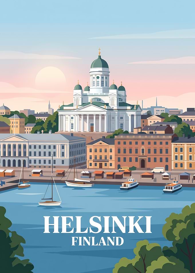 Helsinki Finland Travel Poster