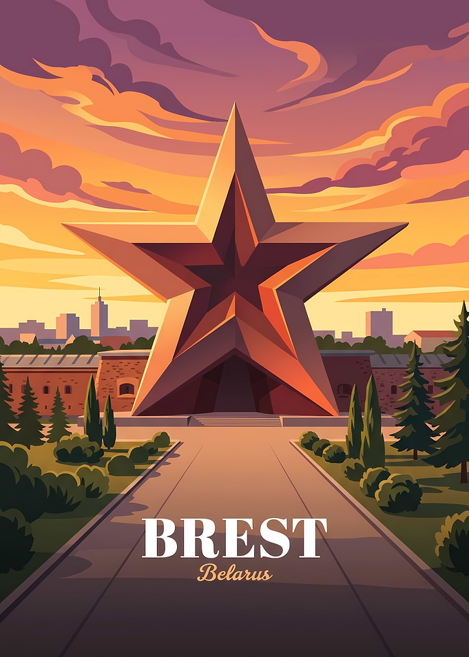 Brest Fortress Belarus Travel Poster