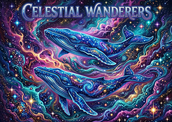 Celestial Wanderers Cosmic Whales