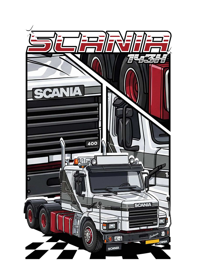 Scania 143H Truck Illustration