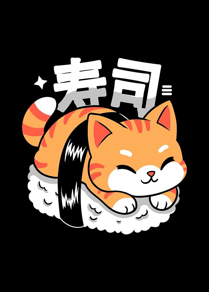 Cute Cat Sushi Illustration