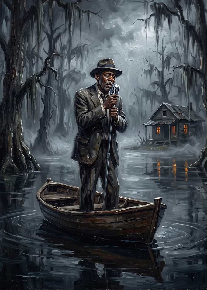 Blues Singer in a Misty Swamp