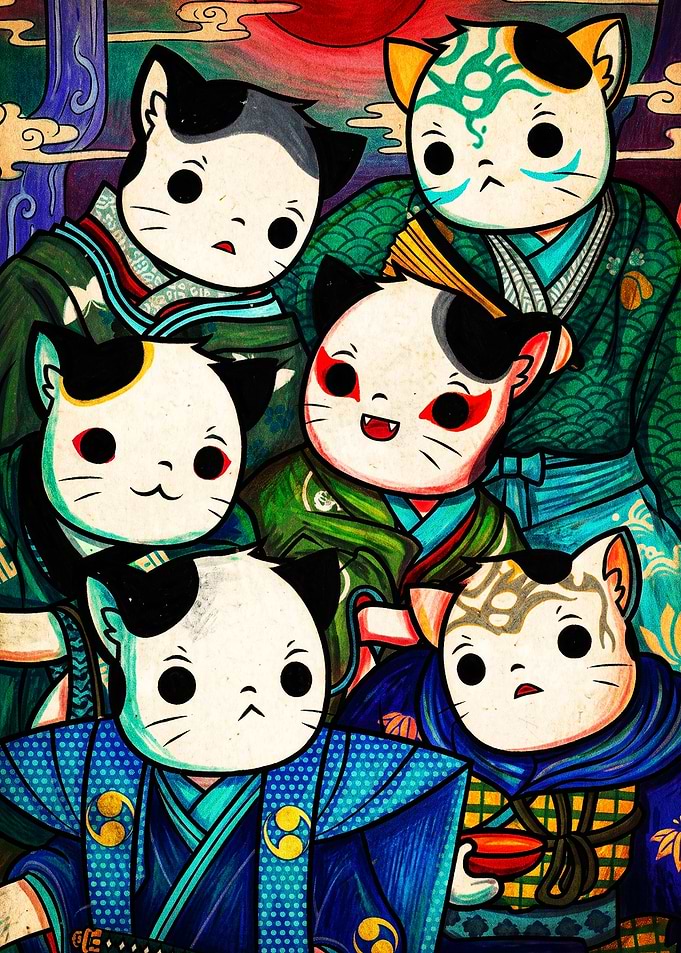 Samurai Cat Clan Illustration