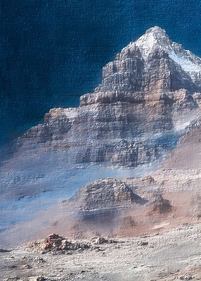 Textured Oil Painting of Mountain Peak