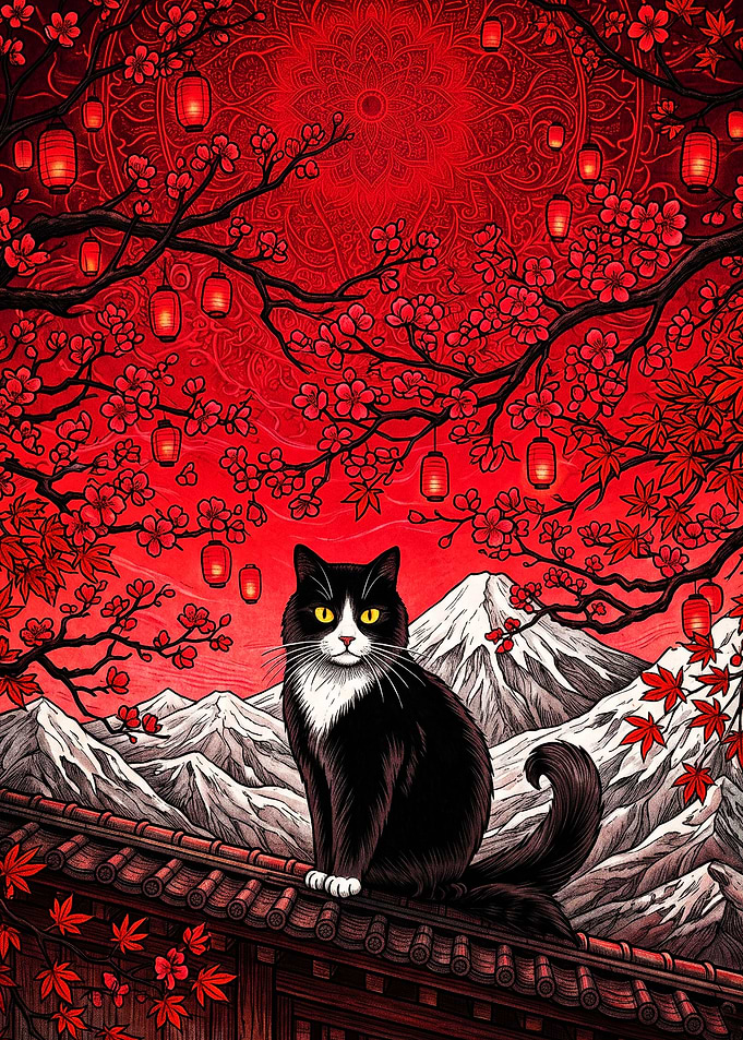 Black and White Cat in Japan