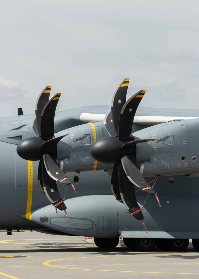 Close-up of Military Transport Plane Propellers