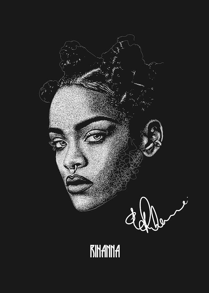 Rihanna Stippling Art Portrait