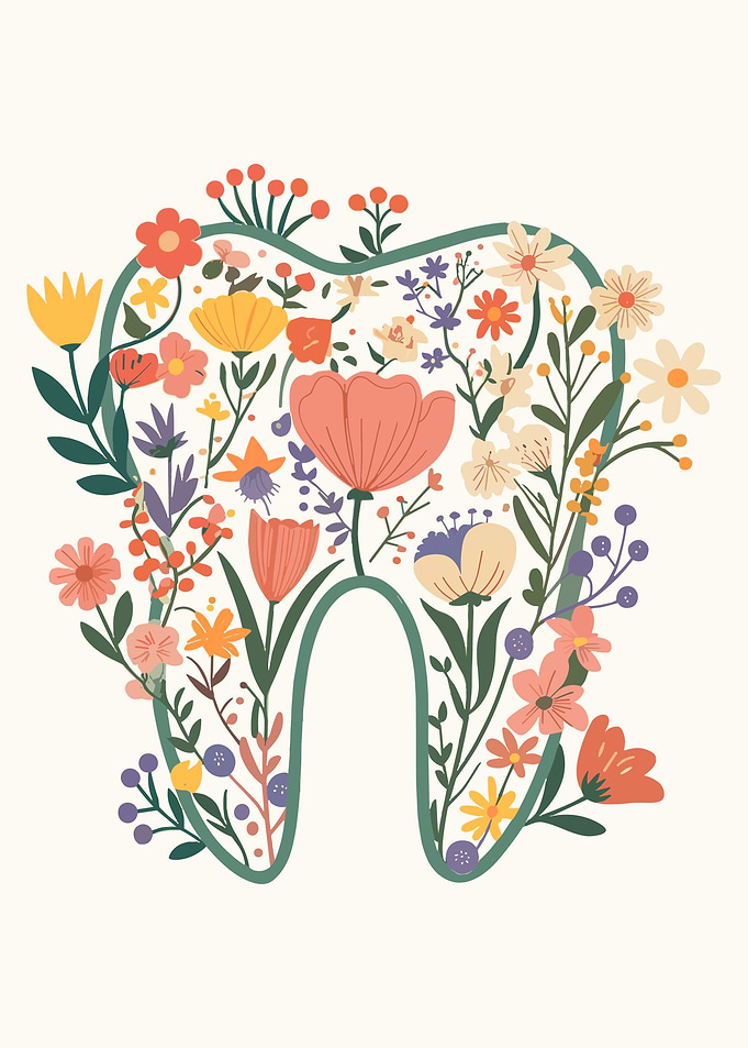 Floral Tooth Illustration