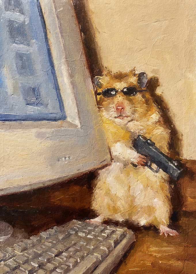 Cool Hamster with Gun and Computer