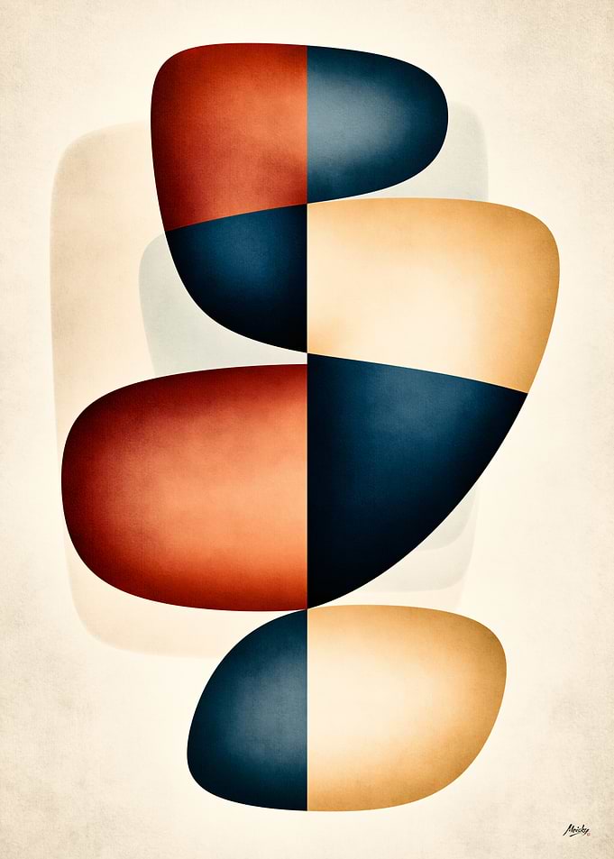 Japandi Organic Minimalism No. 07 โ Stacked Harmony Abstract Wall Art