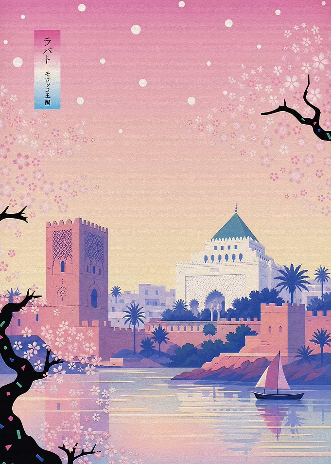 Rabat Morocco Travel Poster Art