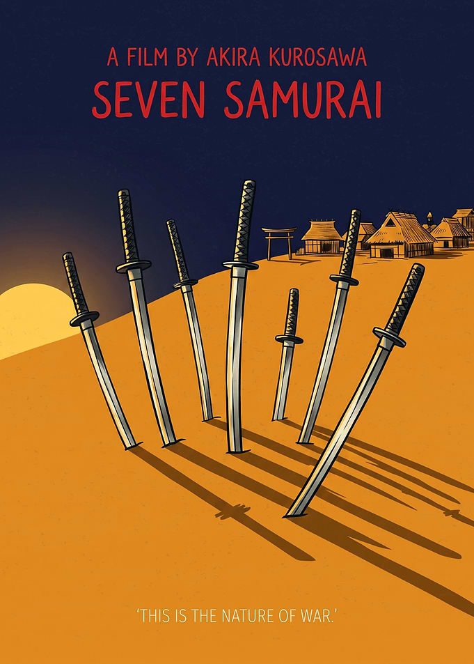 Seven Samurai Minimalist Movie Poster