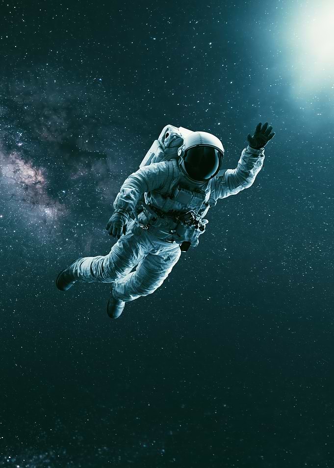 Astronaut Floating in Deep Space